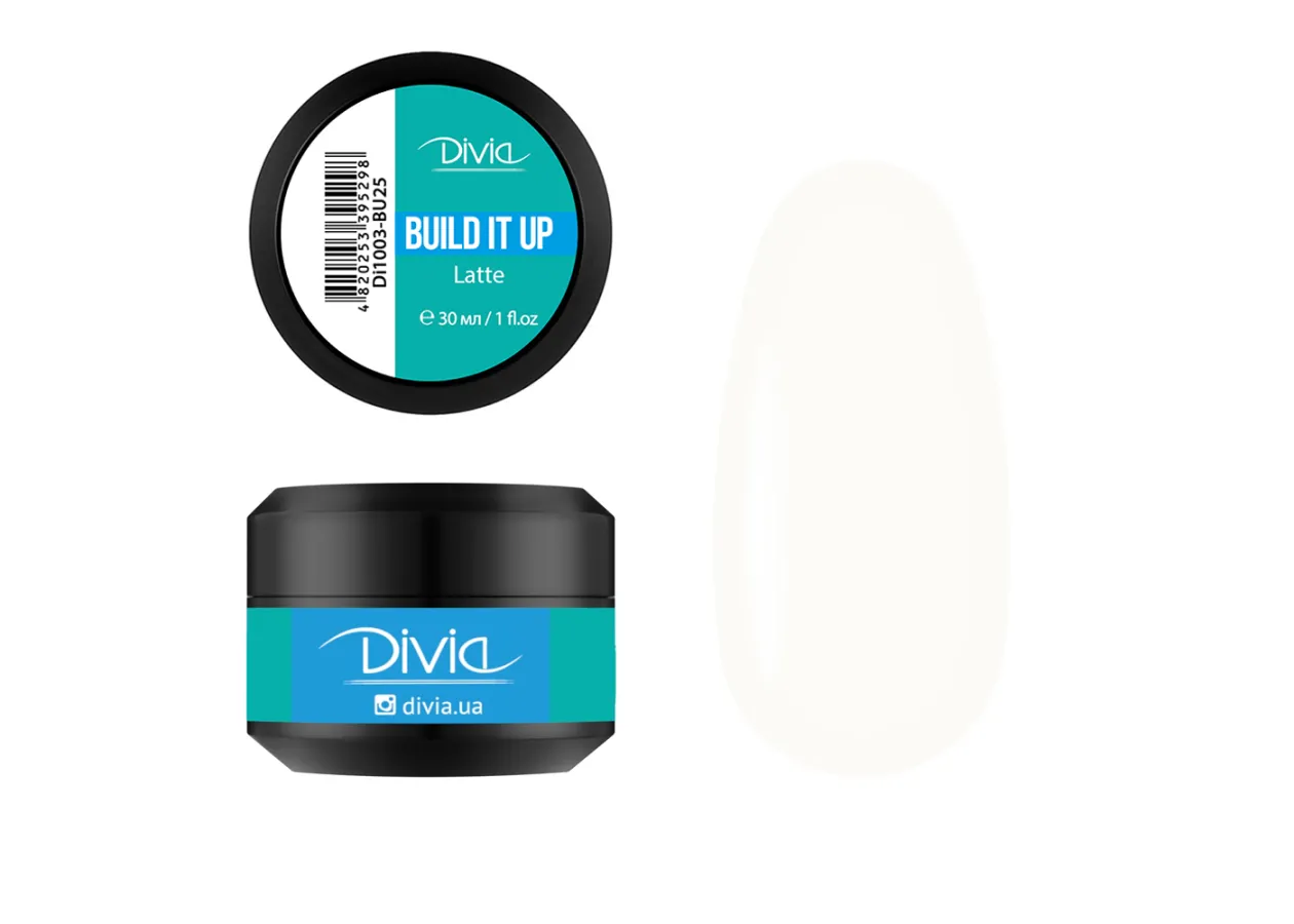 Гель для нарощування та укріплення нігтів Divia Build It Up Gel BU25 Latte (молочно-бежевий) Di1003 (30 мл)