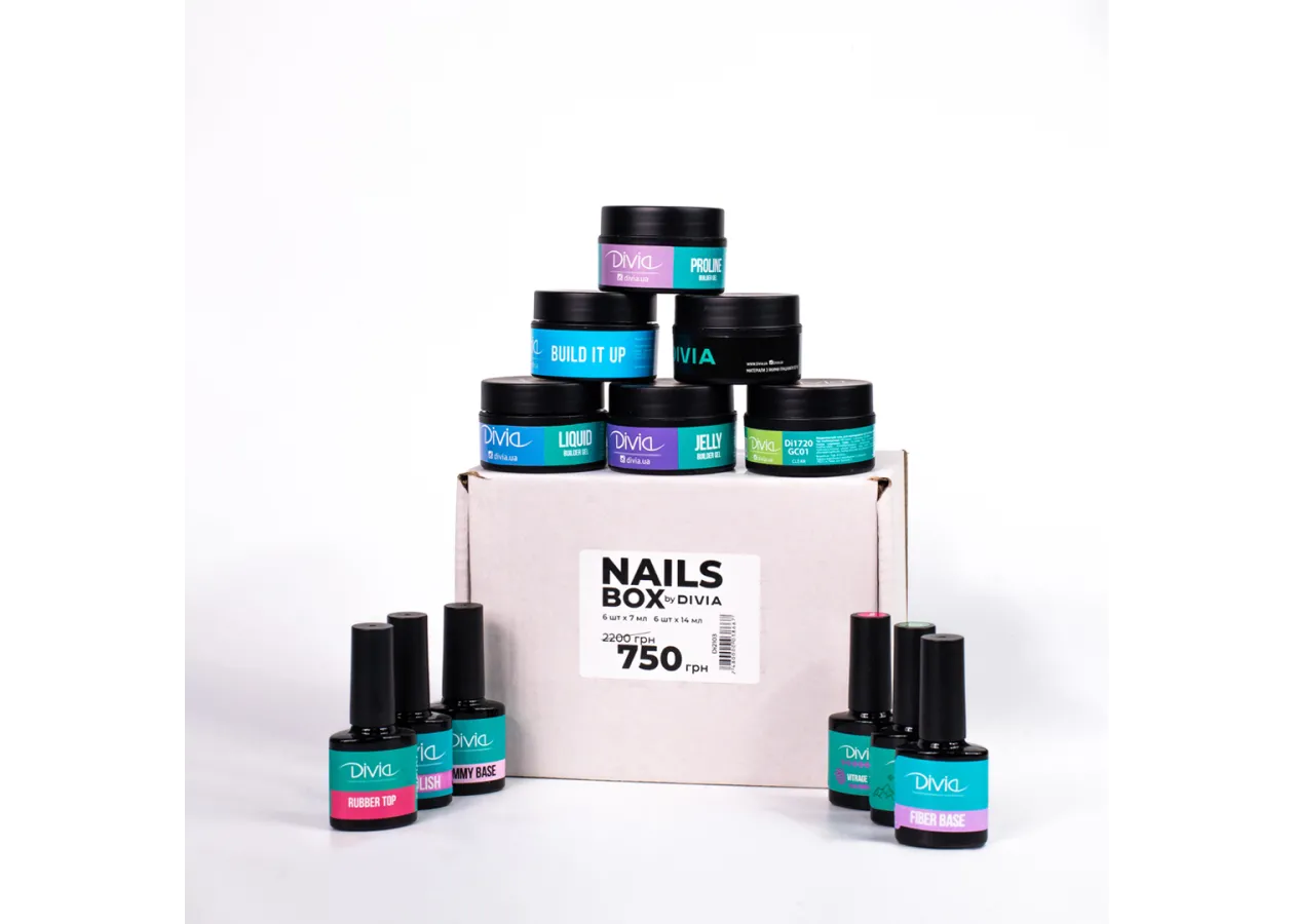 Набір гелів, баз і топів Divia Nails Box by Divia Di2103