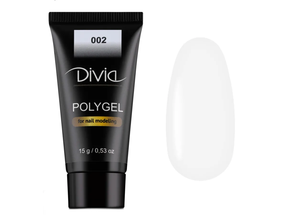 Полігель для нарощування нігтів Divia Polygel (002-White) Di909 (15 г)