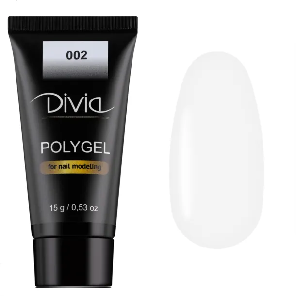 Полігель для нарощування нігтів Divia Polygel (002-White) Di909 (15 г)