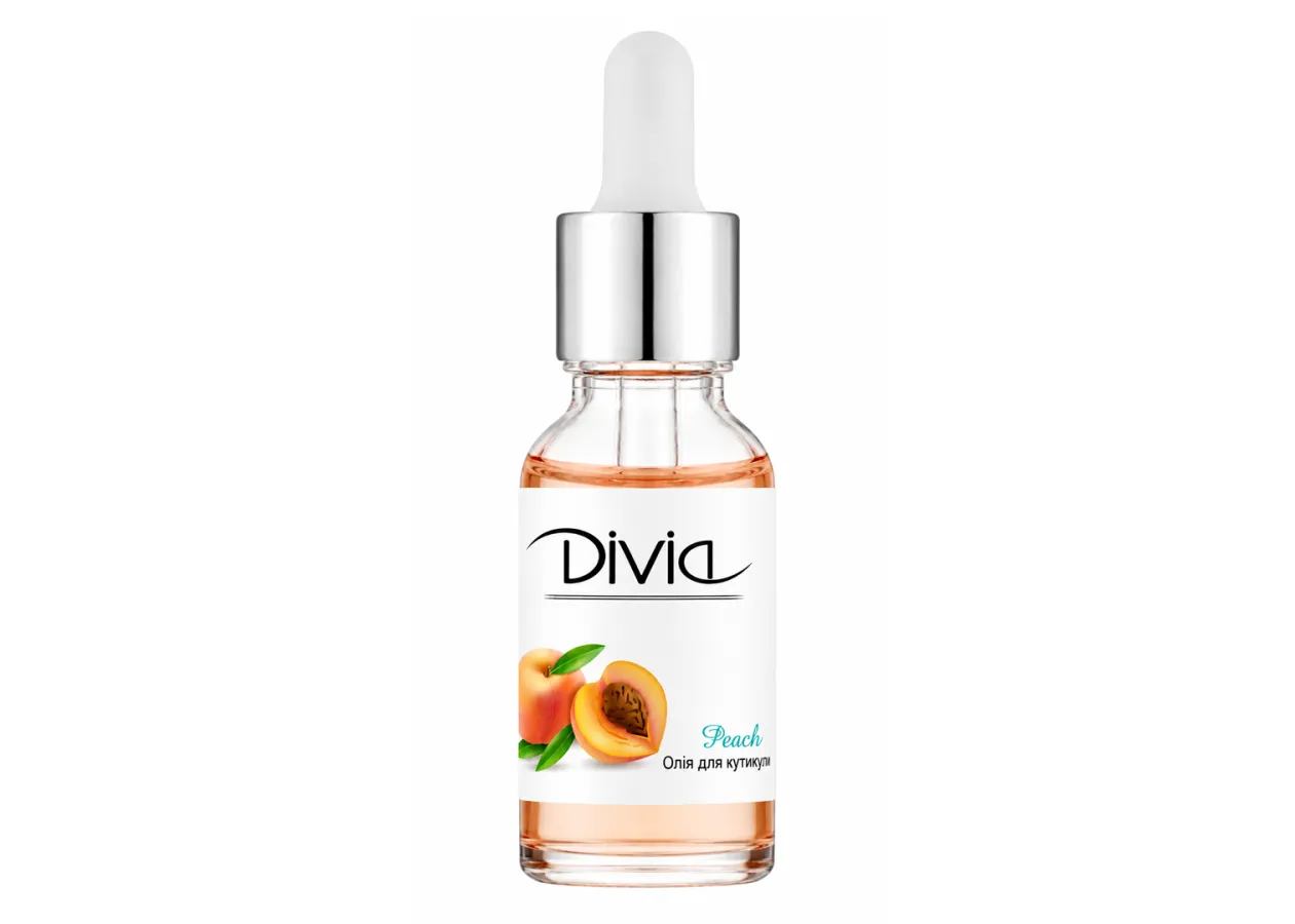 Олія для кутикули з піпеткою Divia Cuticle Oil Персик Di1634 (15 мл)