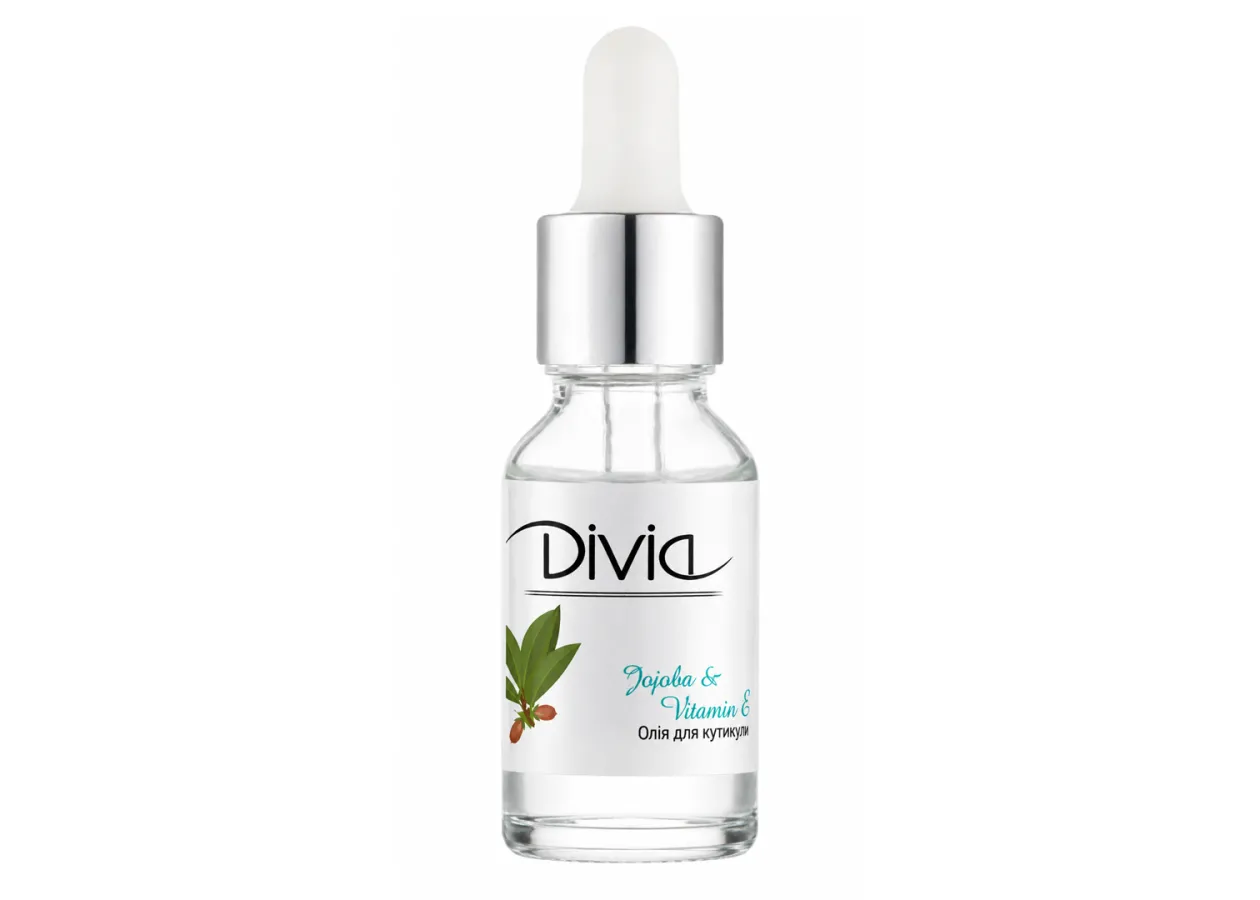 Олія для кутикули з піпеткою Divia Cuticle Oil Жожоба та вітамін Е Di1634 (15 мл)