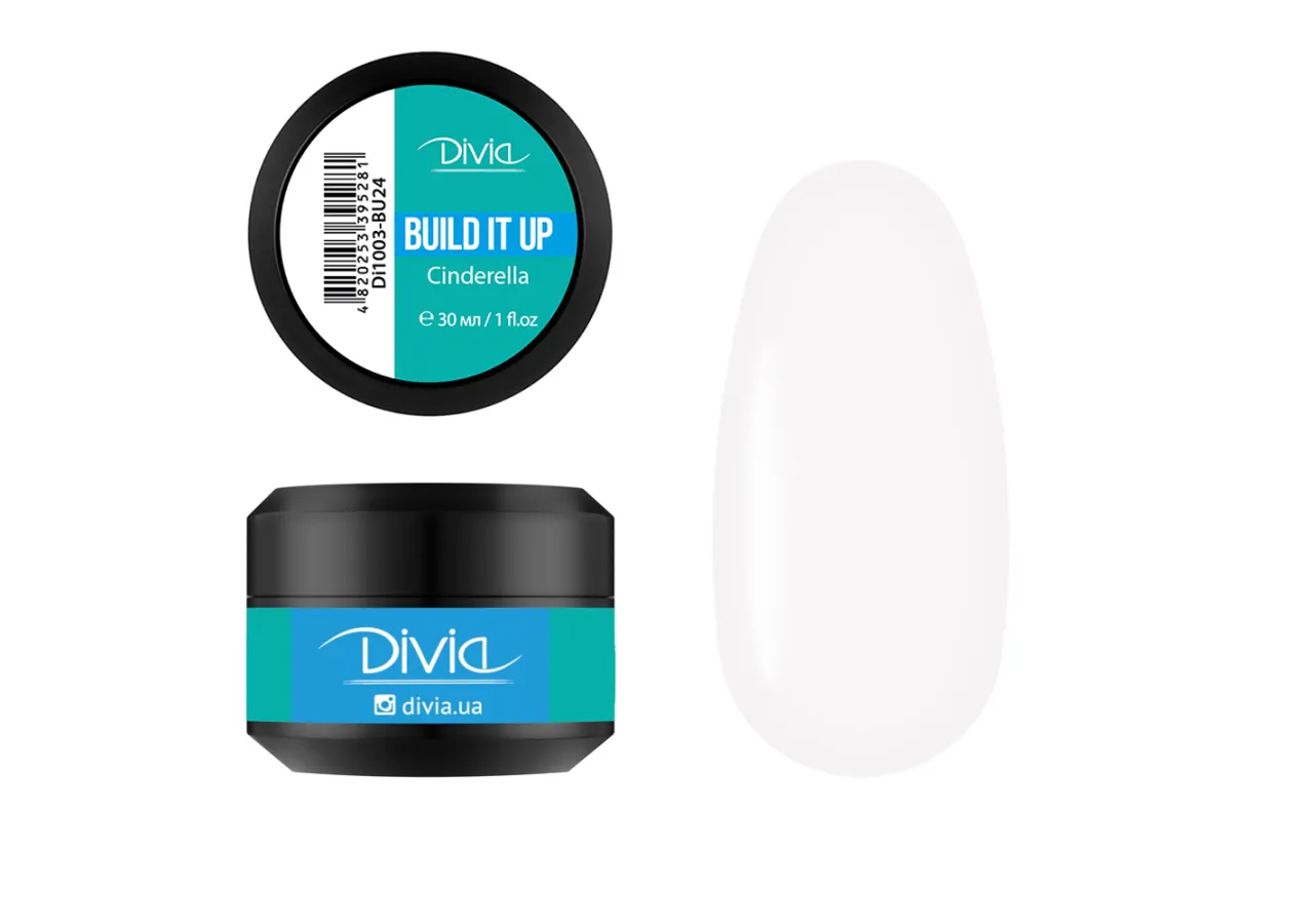 Гель для нарощування та укріплення нігтів Divia Build It Up Gel BU24 Cinderella (молочний) Di1003 (30 мл)
