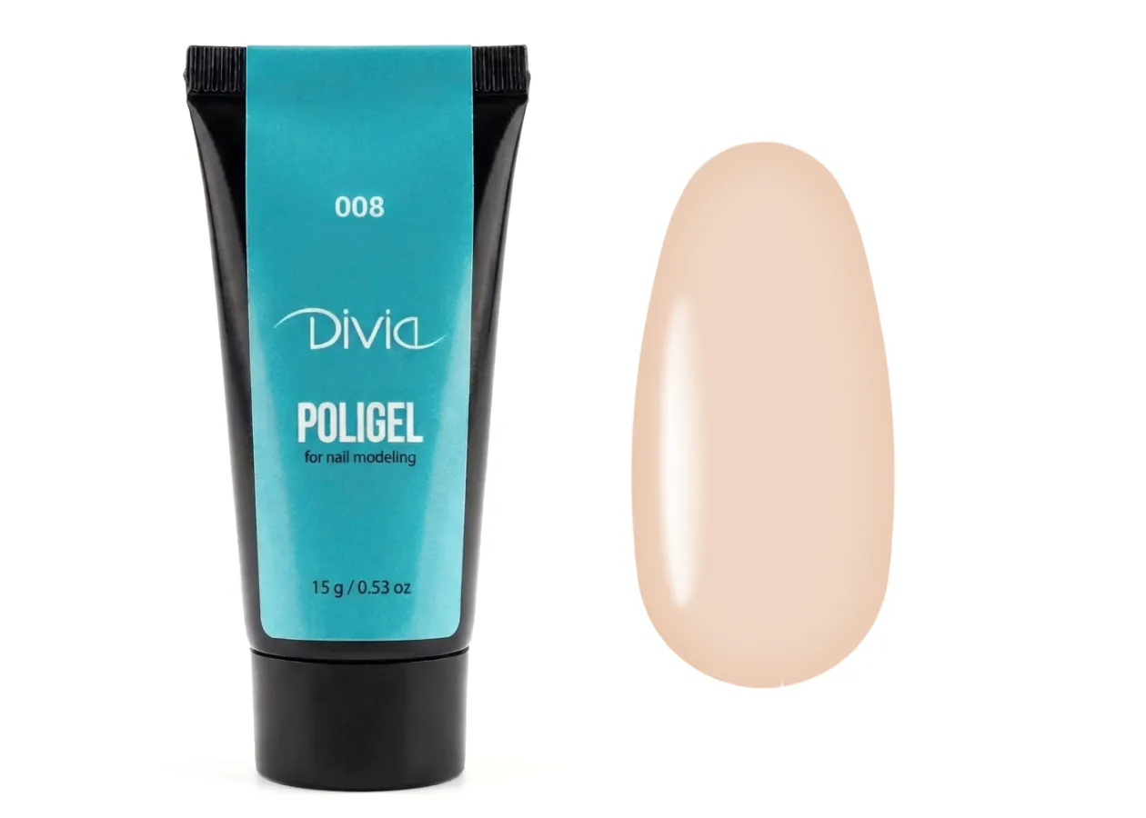 Полігель для нарощування нігтів Divia Polygel (008) Di909 (15 г)